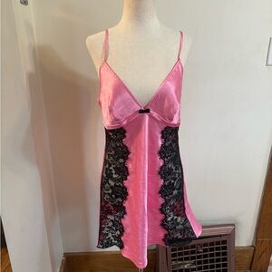 Victoria's Secret Pink Satin/Black Lace Nightie